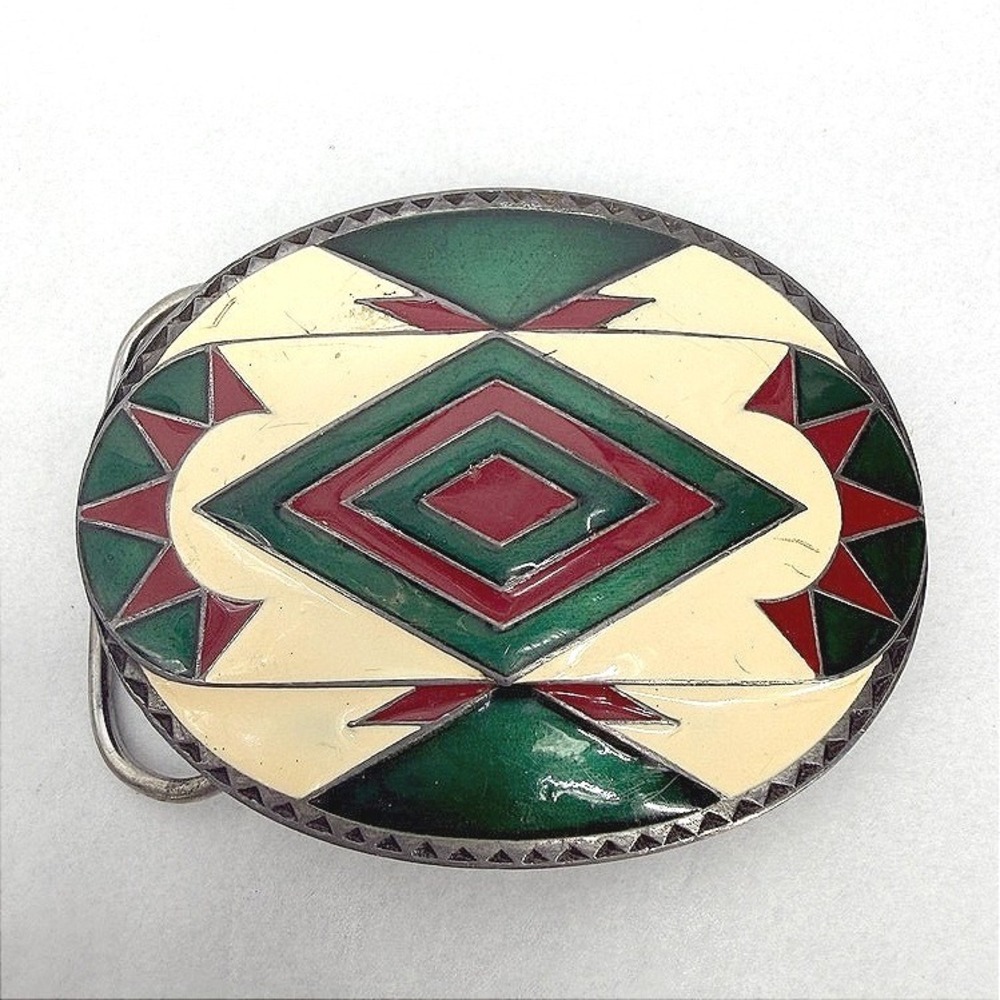 Siskiyou Buckle Co Belt Buckle Geometric Enameled Southwestern Western Native